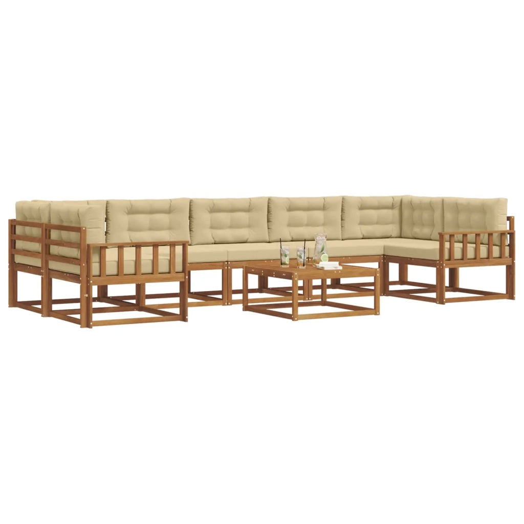 Set di divani da esterno con cuscino 8 pcs Naturale e Beige