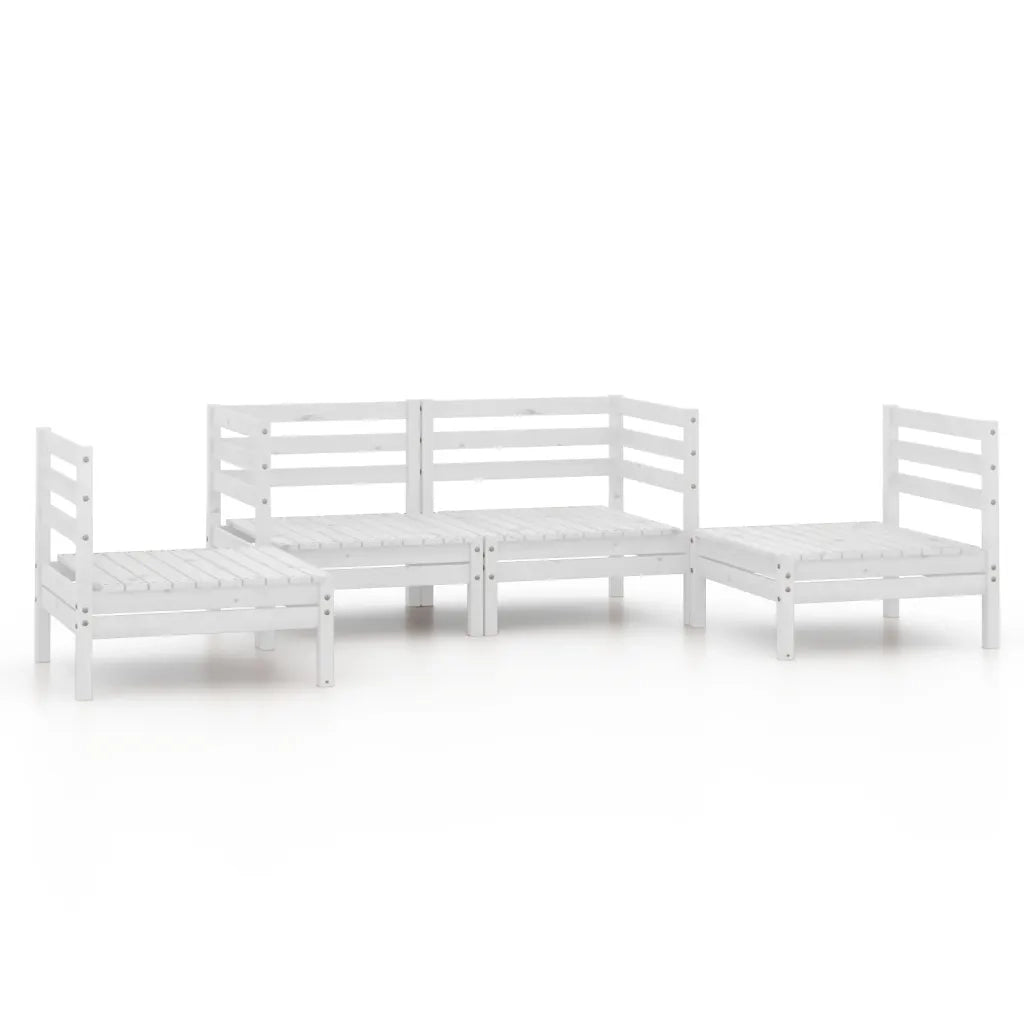 Set Divani da Giardino 4 pz Bianco in Legno Massello di Pino cod mxl 44710