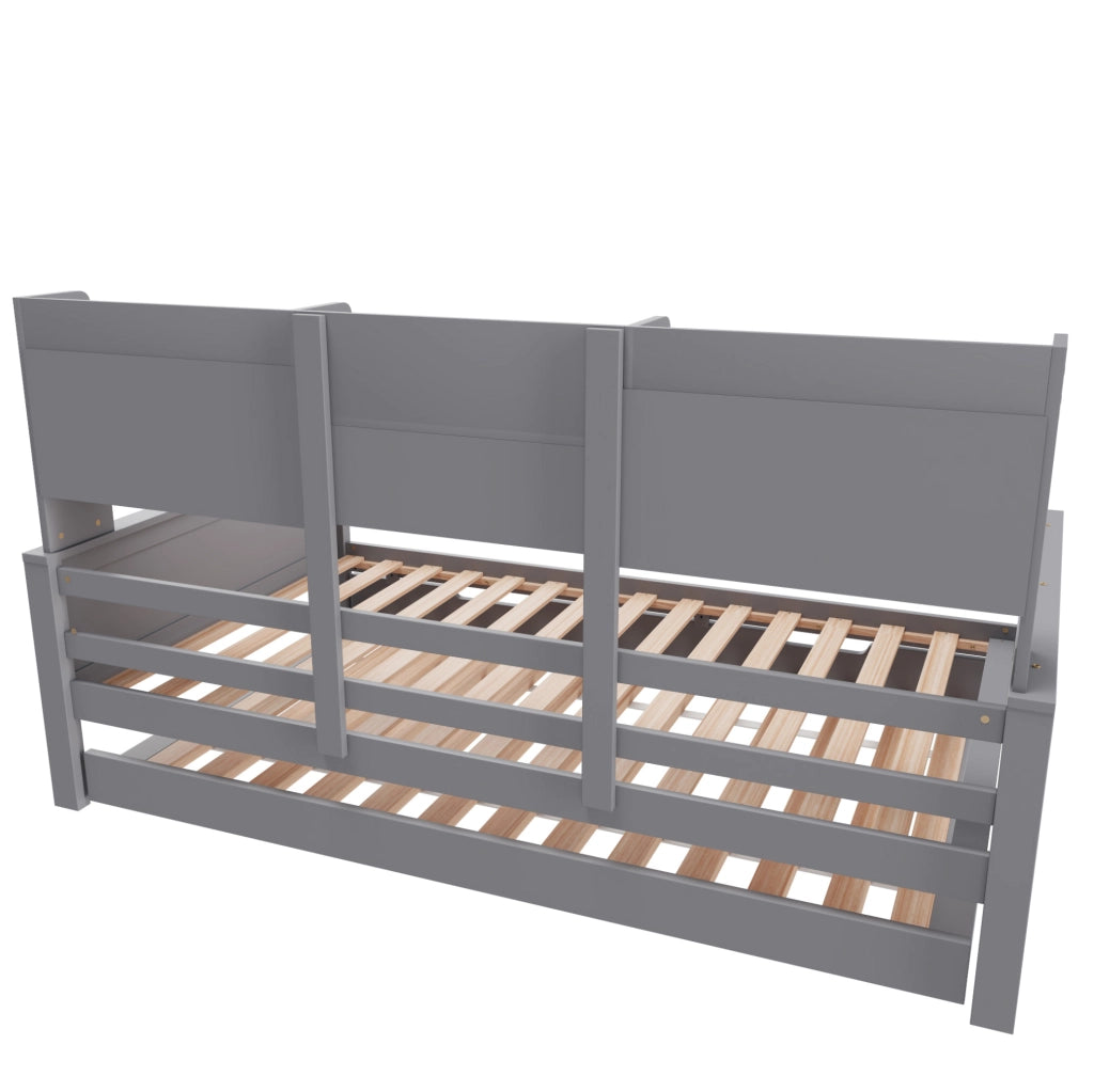 Letto multifunzionale con letto estraibile 90x200 cm; scomparti portaoggetti; grigio