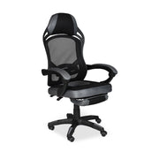 Sedia gaming Gandi con poggiapiedi estensibile in tessuto con rete nero