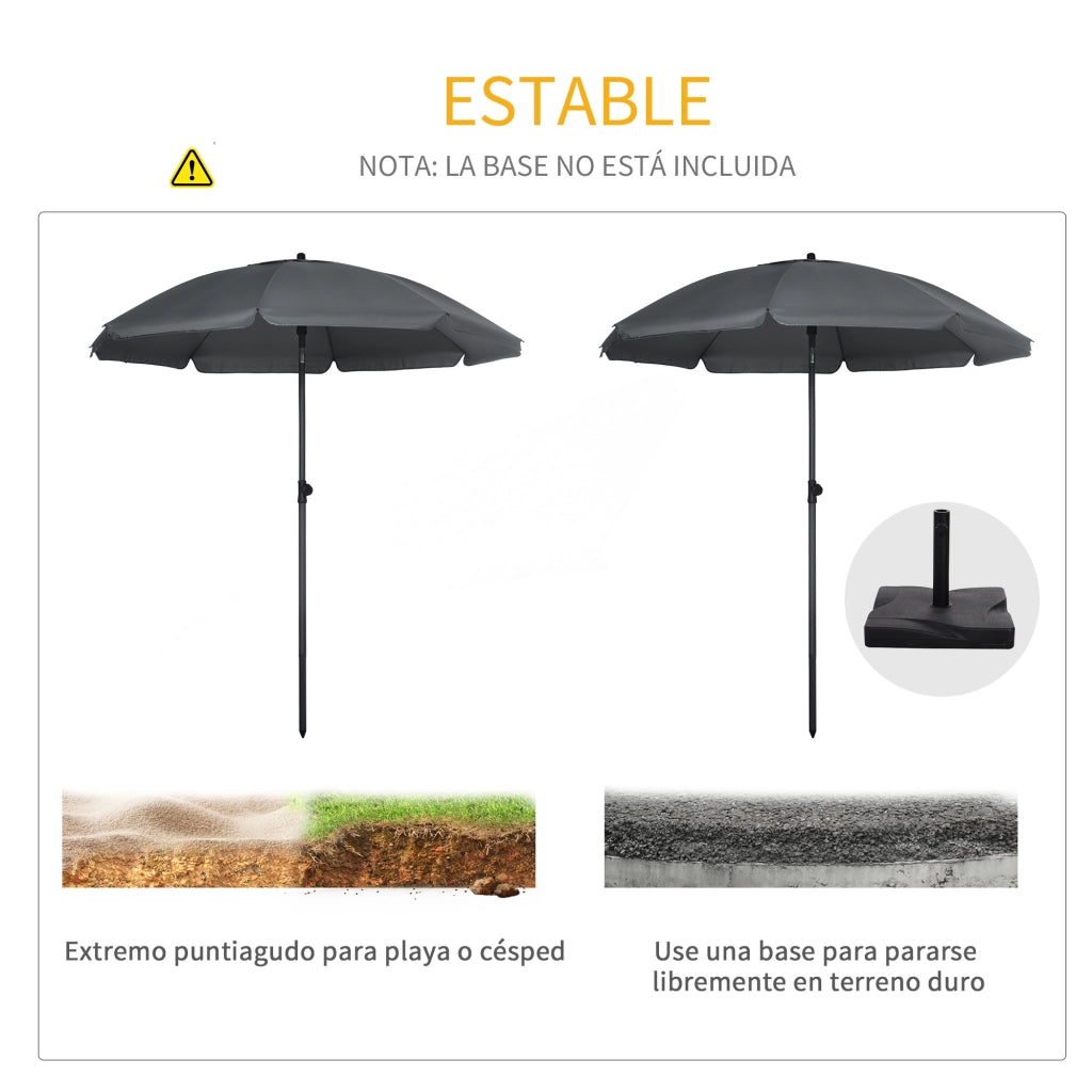 Ombrellone da Giardino con Protezione UV50+ ¨C zephmum ¨C Grigio Scuro ?180x209 cm