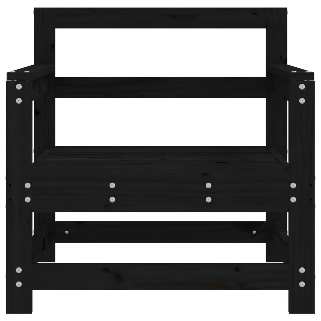 Sedia da patio-Sedie da Giardino 2 pz Nere in Legno Massello di Pino 642203