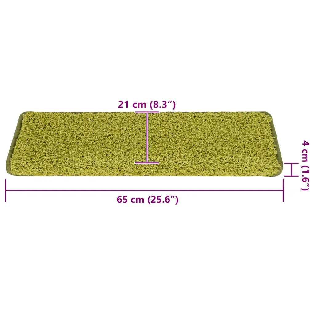 Tappetini per scale 30 pz 65x21x4 cm Verde Bordo rettangolare 3365836