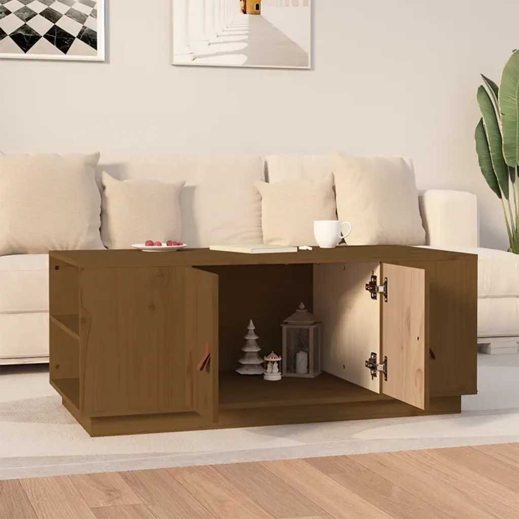 Tavolino da Salotto ambra 100x50x41cm in Legno Massello di Pino 818258