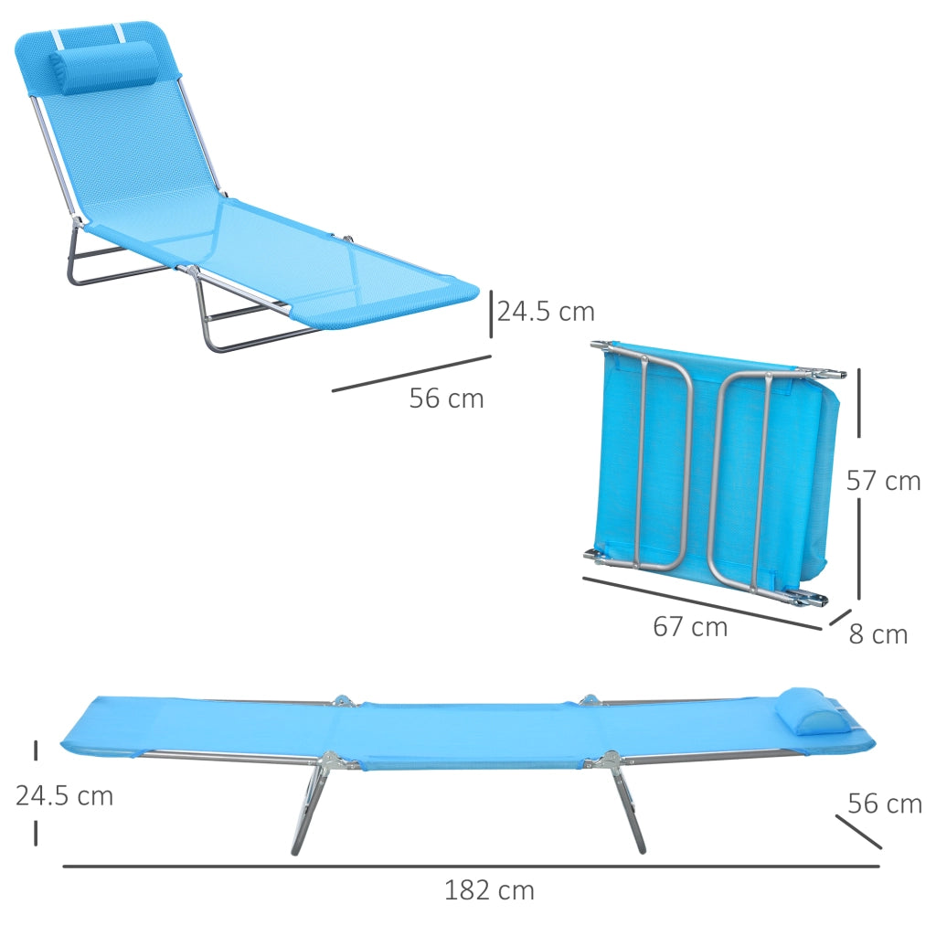 Easycomfort Lettino Prendisole Pieghevole con Schienale Reclinabile e Cuscino, 182x56x24.5cm