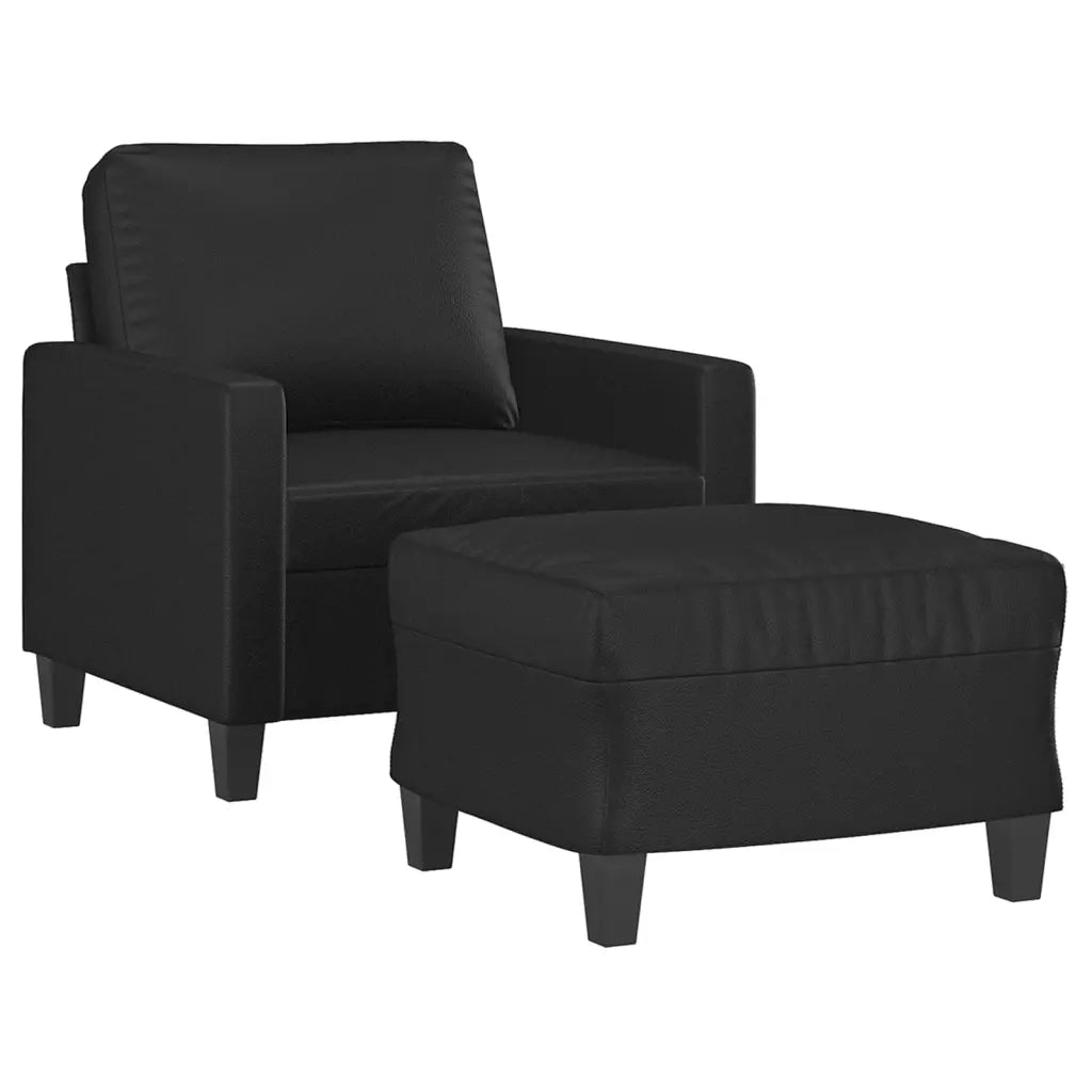 Poltrona | Sedia Relax con Poggiapiedi Nero 60 cm in Similpelle