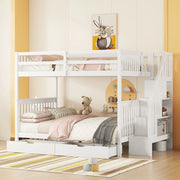 Letto a Castello con Scala e Cassetti ¨C MINIMAL ¨C Bianco 140x200