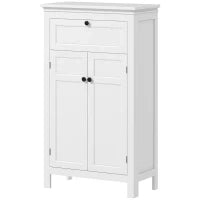 Mobiletto da Bagno con Cassetto e Ripiani Regolabili, Armadio Archiviazione in Piedi, Altezza 102,5 cm, Bianco