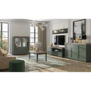 Set di 5 mobili per il tuo soggiorno in color verde e rovere. Collezione ASSIA.