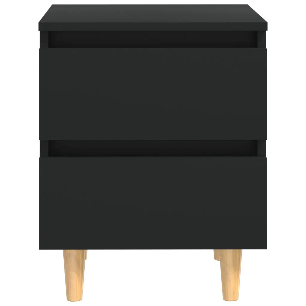 Comodini con Gambe in Pino Massello 2pz Neri 40x35x50 cm 805854