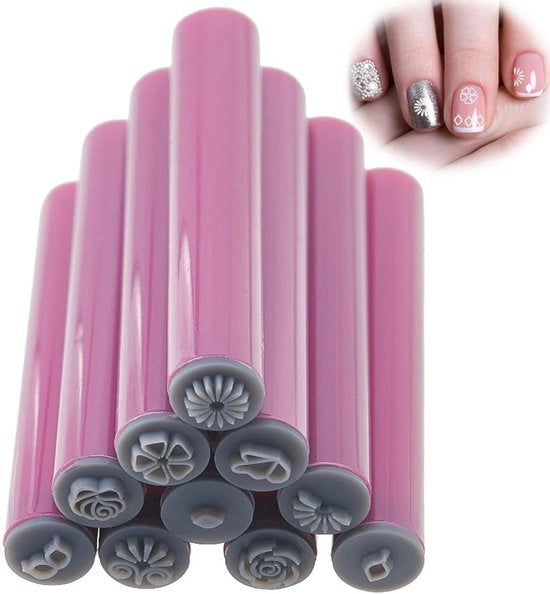Kit per stampe di nail art - 10 stili - plastica - 10 pezzi - 104 mm - strumento creativo per manicure - stampatrice per unghie