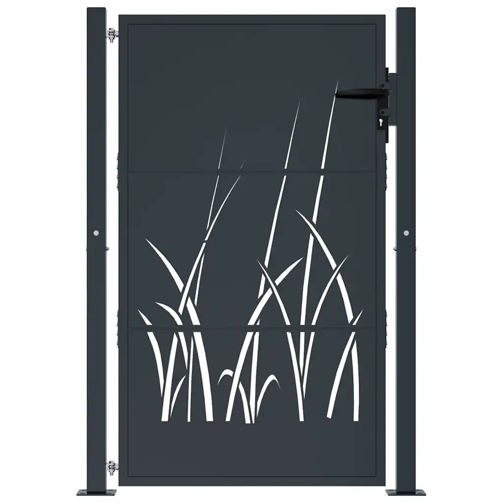 Cancello da giardino antracite 100x150 cm in acciaio design erba 153169