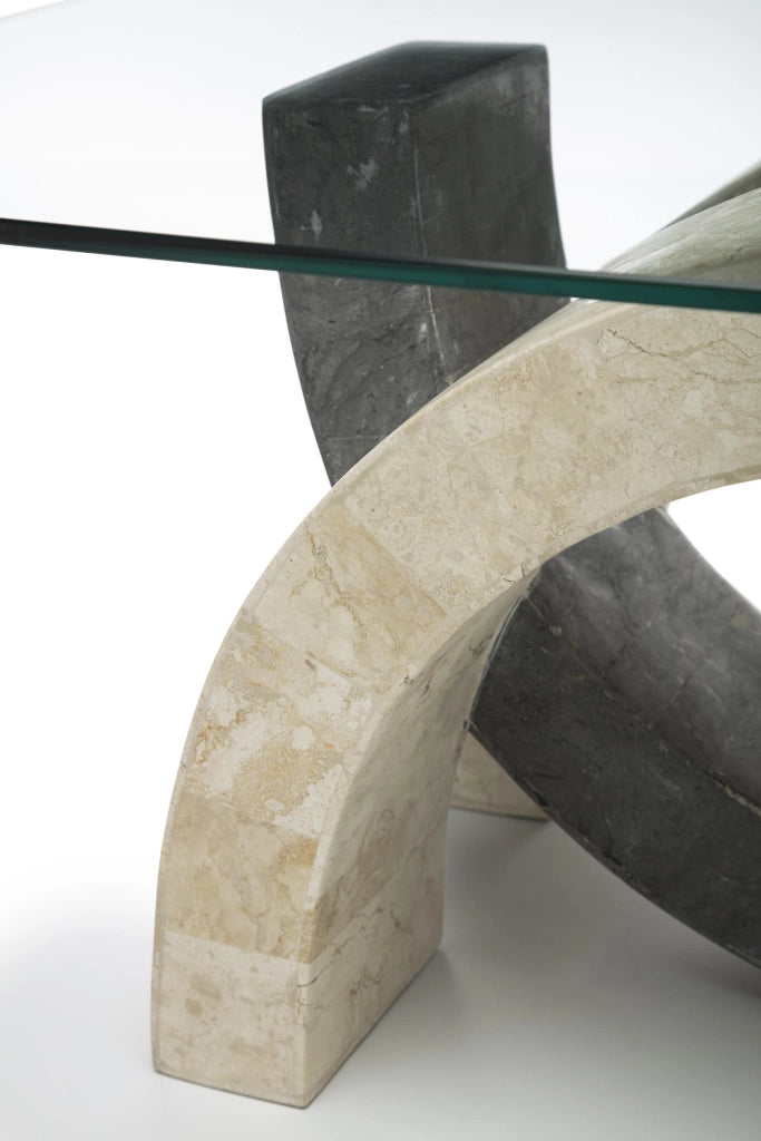 Olimpia - Tavolino (120 x 70 - Trasparente) in vetro temperato grigio