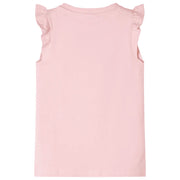 Maglietta da Bambina con Maniche Volant Rosa Chiaro 104 10500