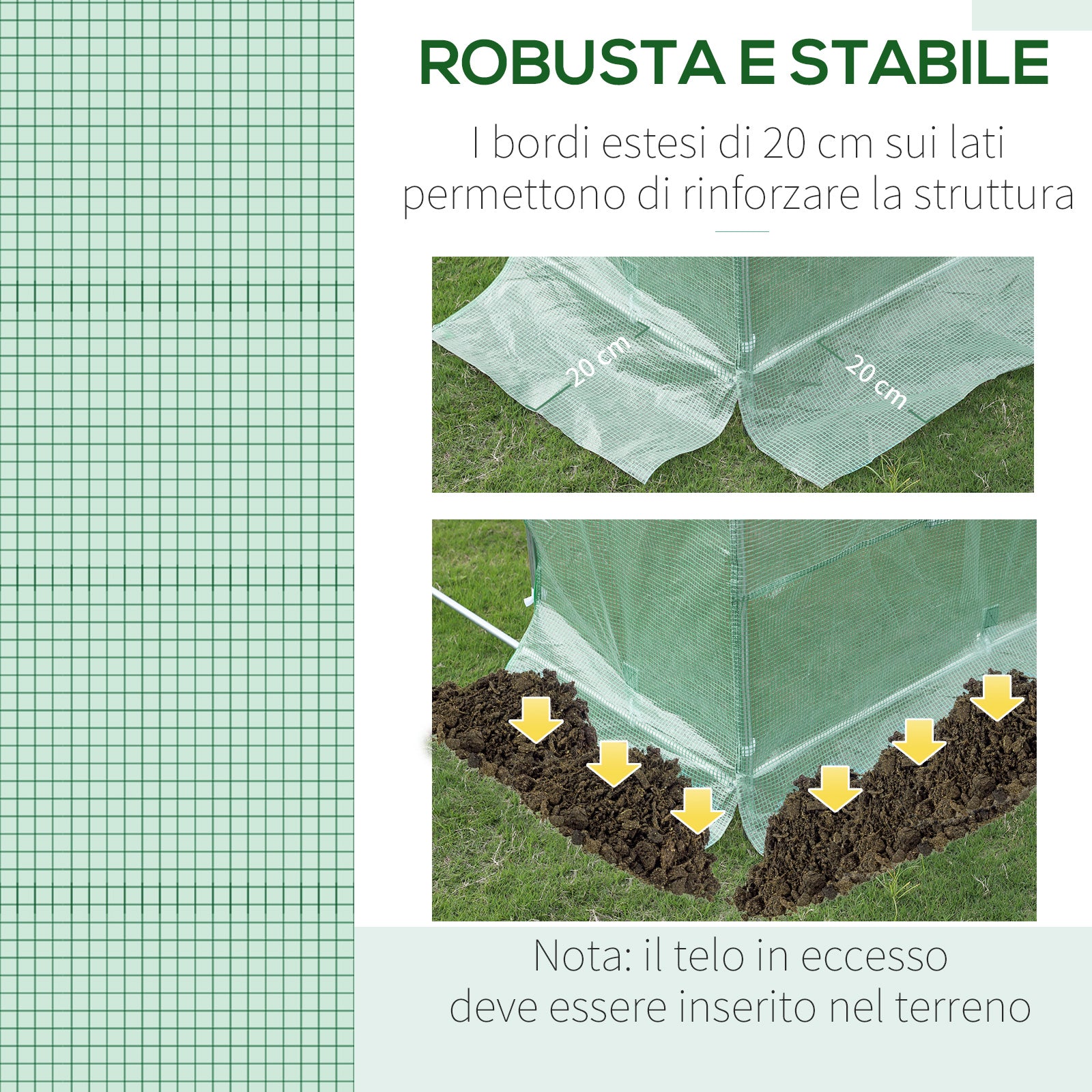 Telo di Ricambio per Serra da Giardino 3x2x2 m con 6 Finestre e Porta Avvolgibile Verde