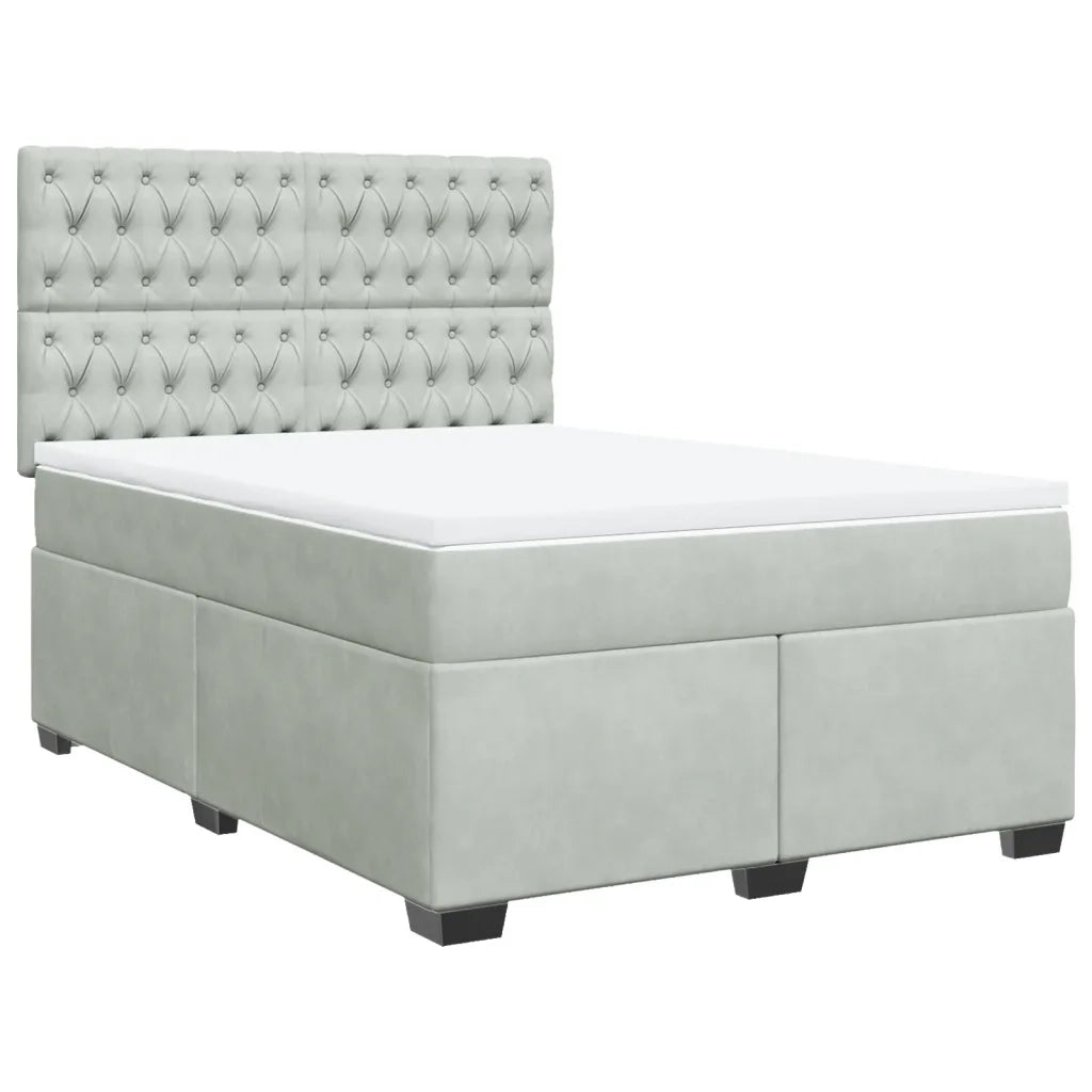 vidaXL Giroletto a Molle con Materasso Grigio Chiaro 160x200cm Velluto