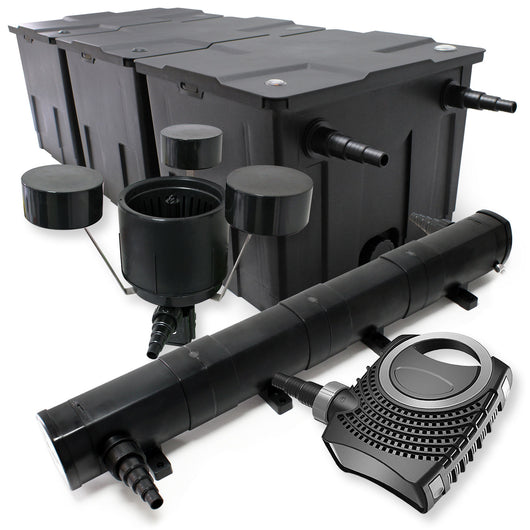 Set: Filtro bio per laghetto 90000l con Chiarificatore UVC 72W Pompa 80W Skimmer CSP-250