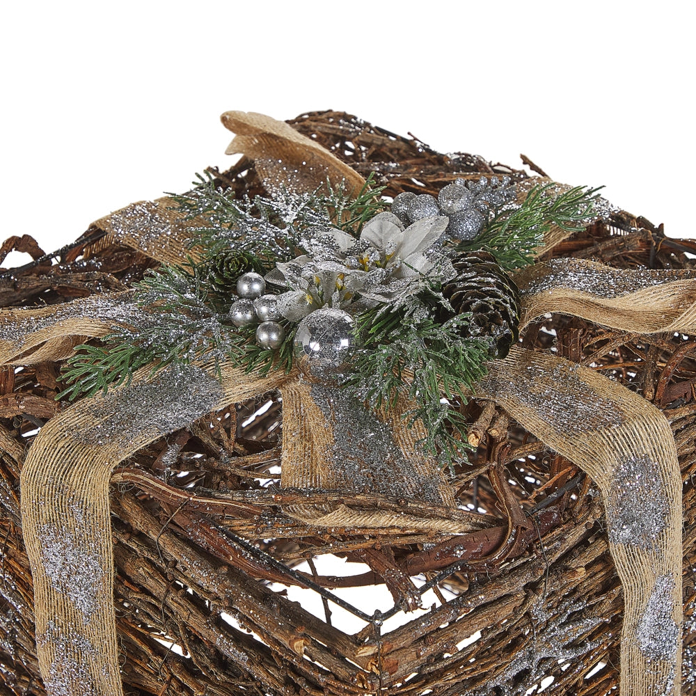 Scatole regalo decorative Set di decorazioni natalizie in legno argento di 2 quadrati di varie dimensioni Design rustico