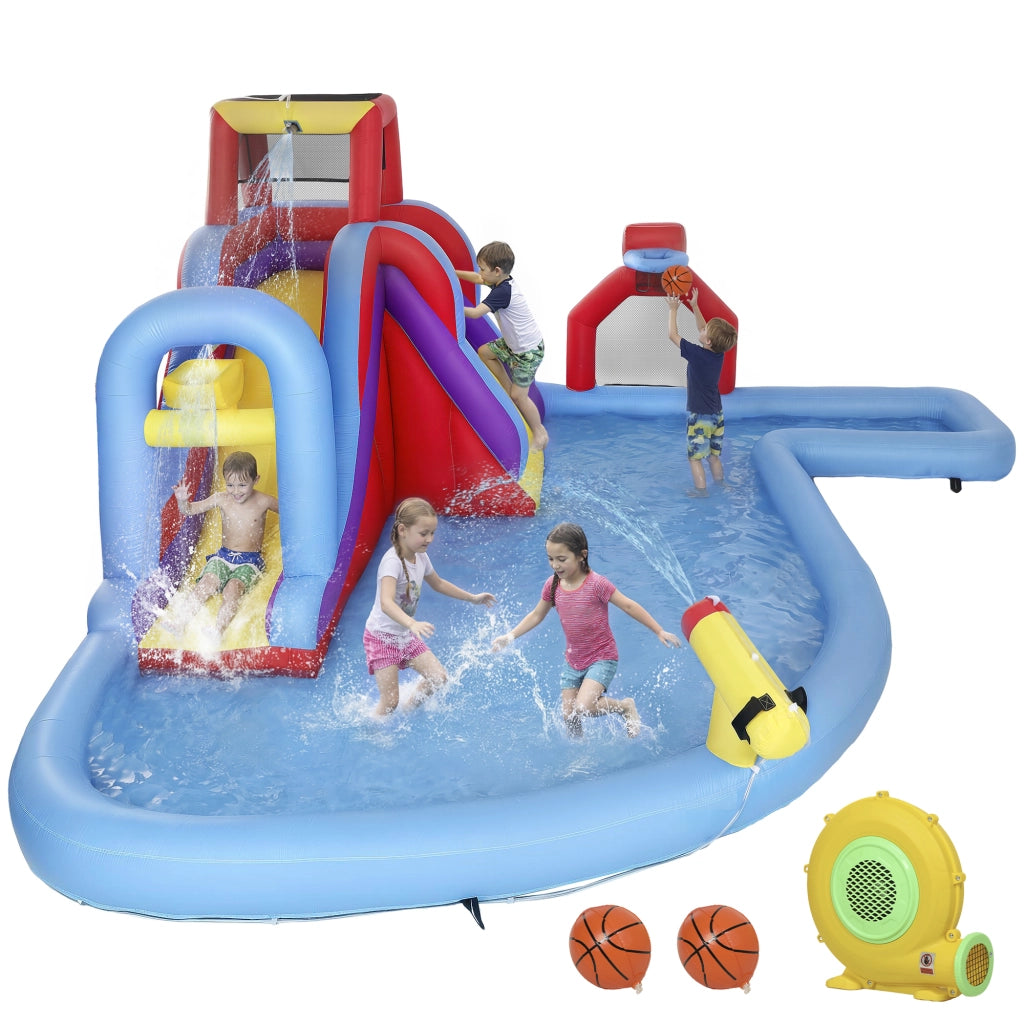 Piscina gonfiabile con scivolo e canestro ¨C Minimal ¨C Grigio 366x366x122 cm