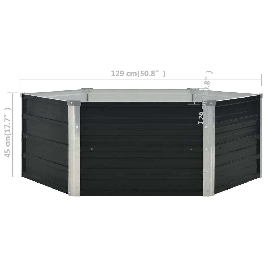 Fioriera | Cassetta per fiori | Vaso Antracite 129x129x45 cm in Acciaio Zincato
