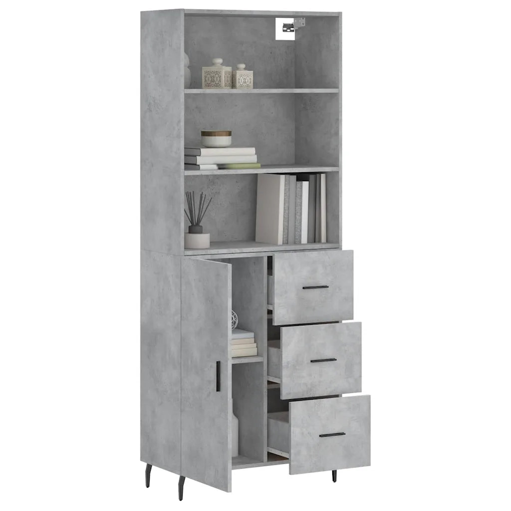 vidaXL Credenza Grigio Cemento 69,5x34x180 cm in Legno Multistrato