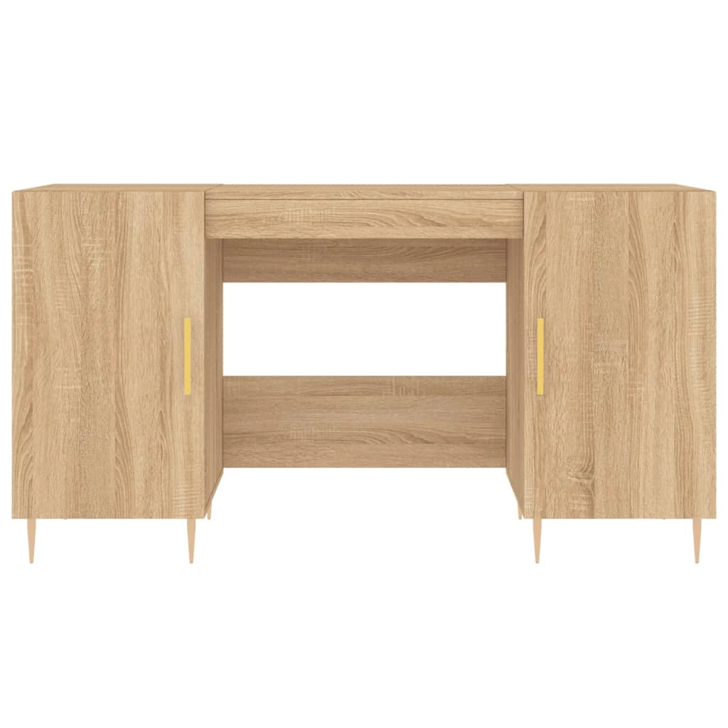 Scrivania tavolo postazione di lavoro mobile per computer studio rovere Sonoma 140 x 50 x 75 cm legno ingegnerizzato marrone 02_0023652