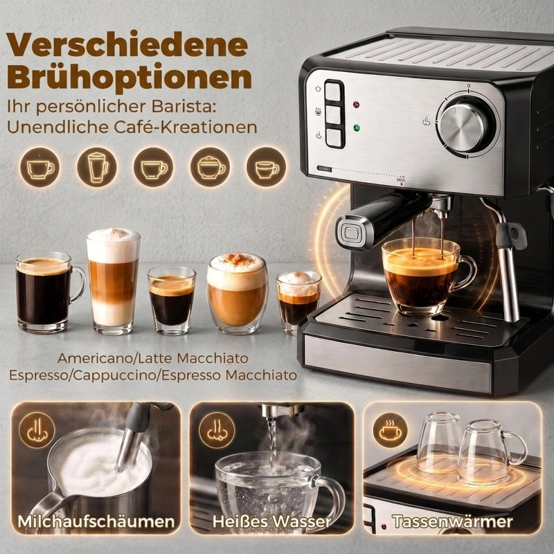 Macchina per caff¨¨ espresso, 20 bar con montalatte, serbatoio dell'acqua da 1,6 litri, nera