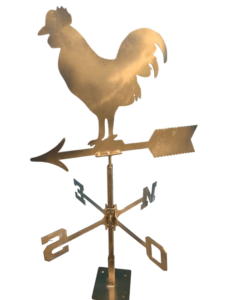 Banderuola segnavento da giardino a forma di galletto con punti cardinali in ferro 83x45 cm