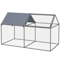 Gabbia per Animali in Acciaio con Tetto in Tessuto Oxford e Picchetti, 198x100x120 cm, Verde e Argento