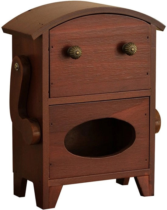 Mini cassettino di archiviazione con contenitore per tessuti e lavello, organizzatore di accessori per la camera da letto e la tavola, in legno, marrone