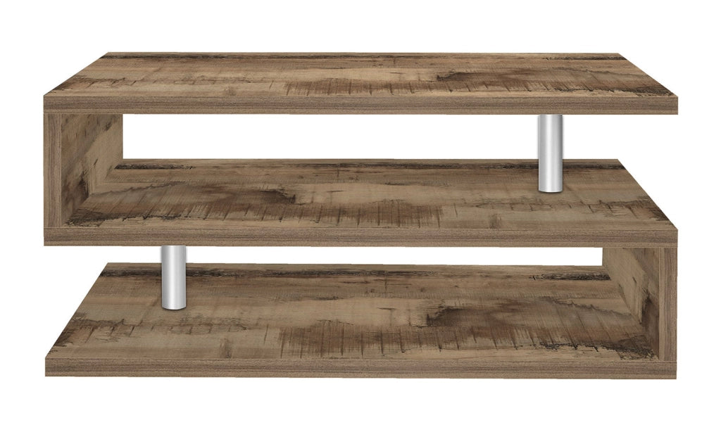 Tavolino a S con Ripiani a Giorno 90x41,5x55 cm Zeta Acero Pereira