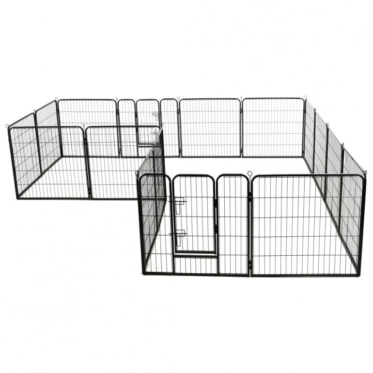 Recinto circolare box per cani Ezooza Tichi con 16 pannelli acciaio da 80 x 80 cm cadauno