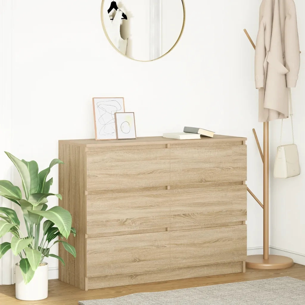 Credenza Rovere Sonoma 100x35x76 cm in Legno Multistrato