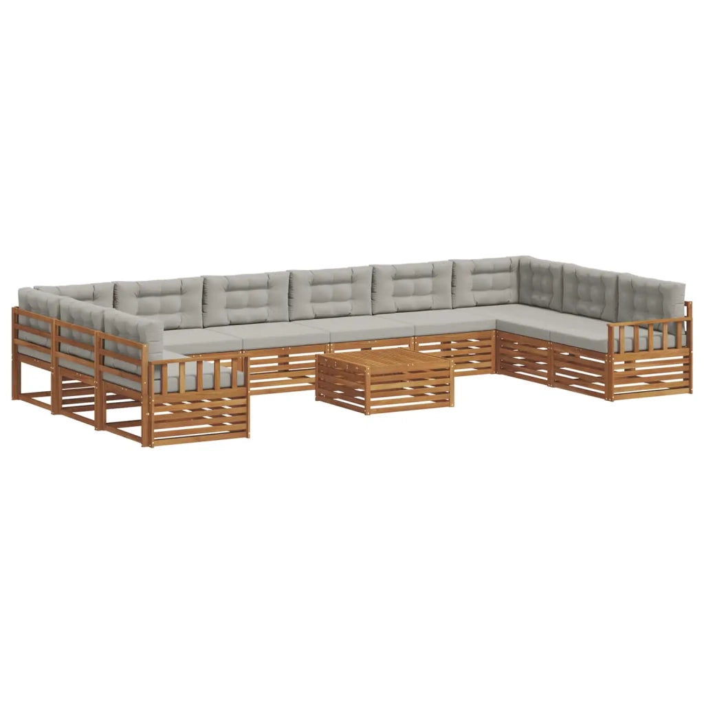 Set divani con cuscino 11 pcs Grigio Naturale e Chiaro