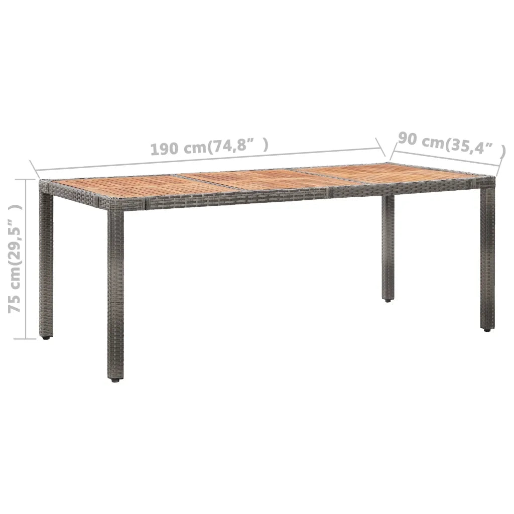 Set da Pranzo da Giardino 9 pz con Cuscini in Polyrattan Grigio cod mxl 34603