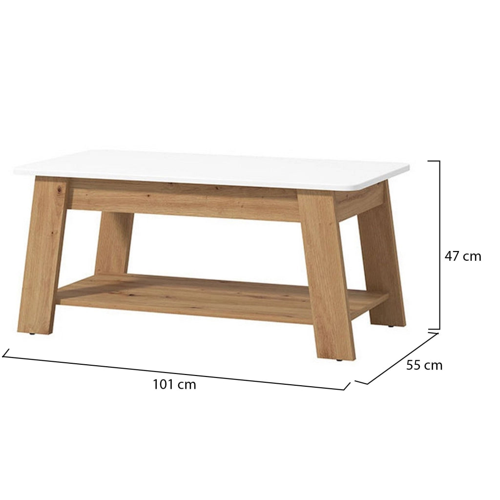 Casaglia, Tavolino da Salotto un Vano, 101x54.5x46.5h cm Bianco Lucido