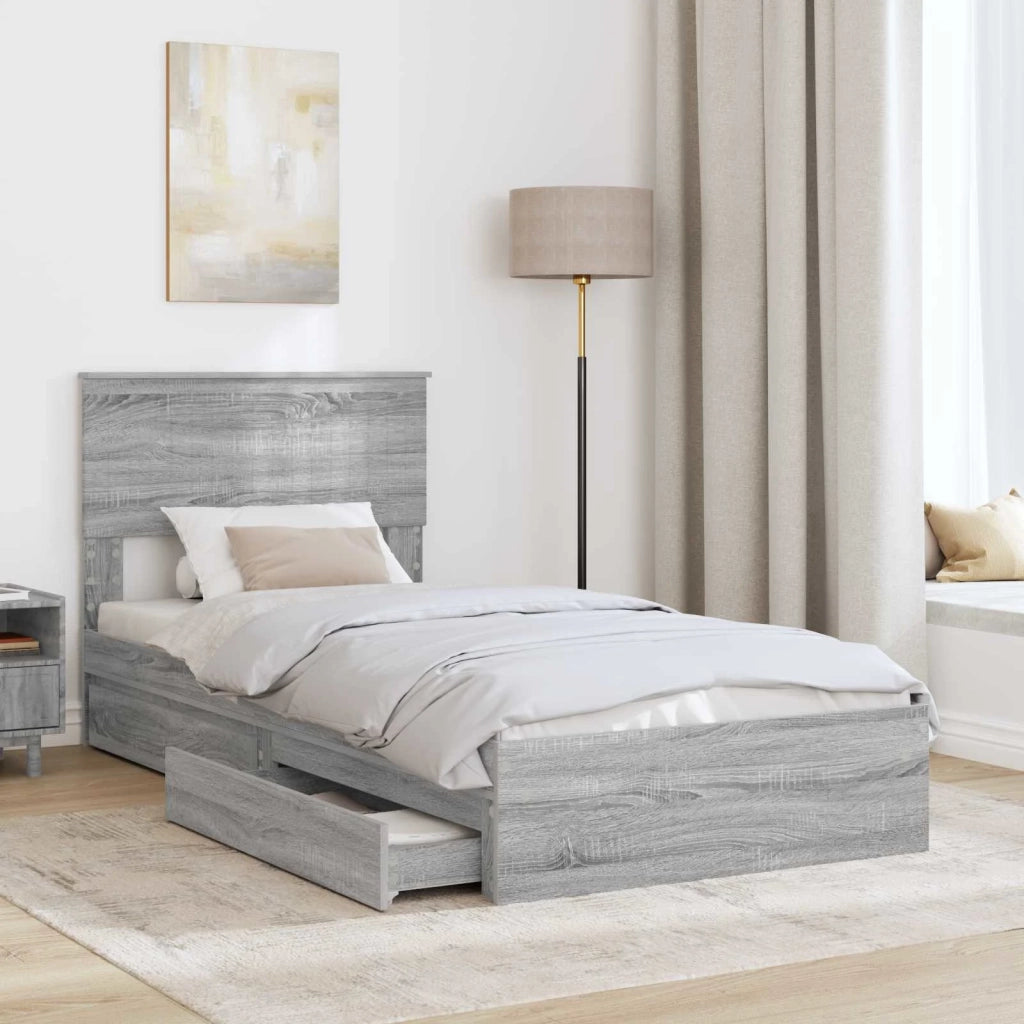 Letto con Contenitore con testiera Grigio Sonoma 90 x 200 cm 3410838