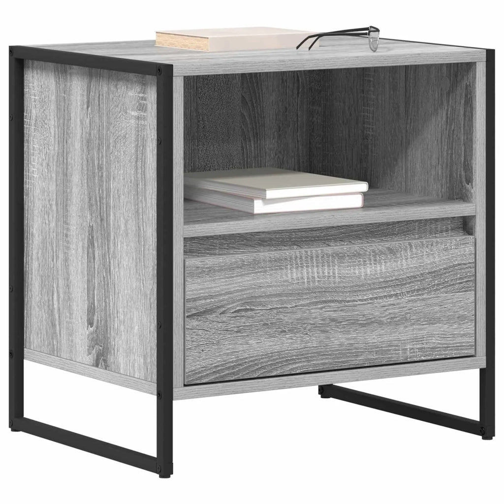 Comodino con cassetto 2 pz-Set di 2 Tavolino da notte Grigio Sonoma 50 x 39,5 x 50 cm