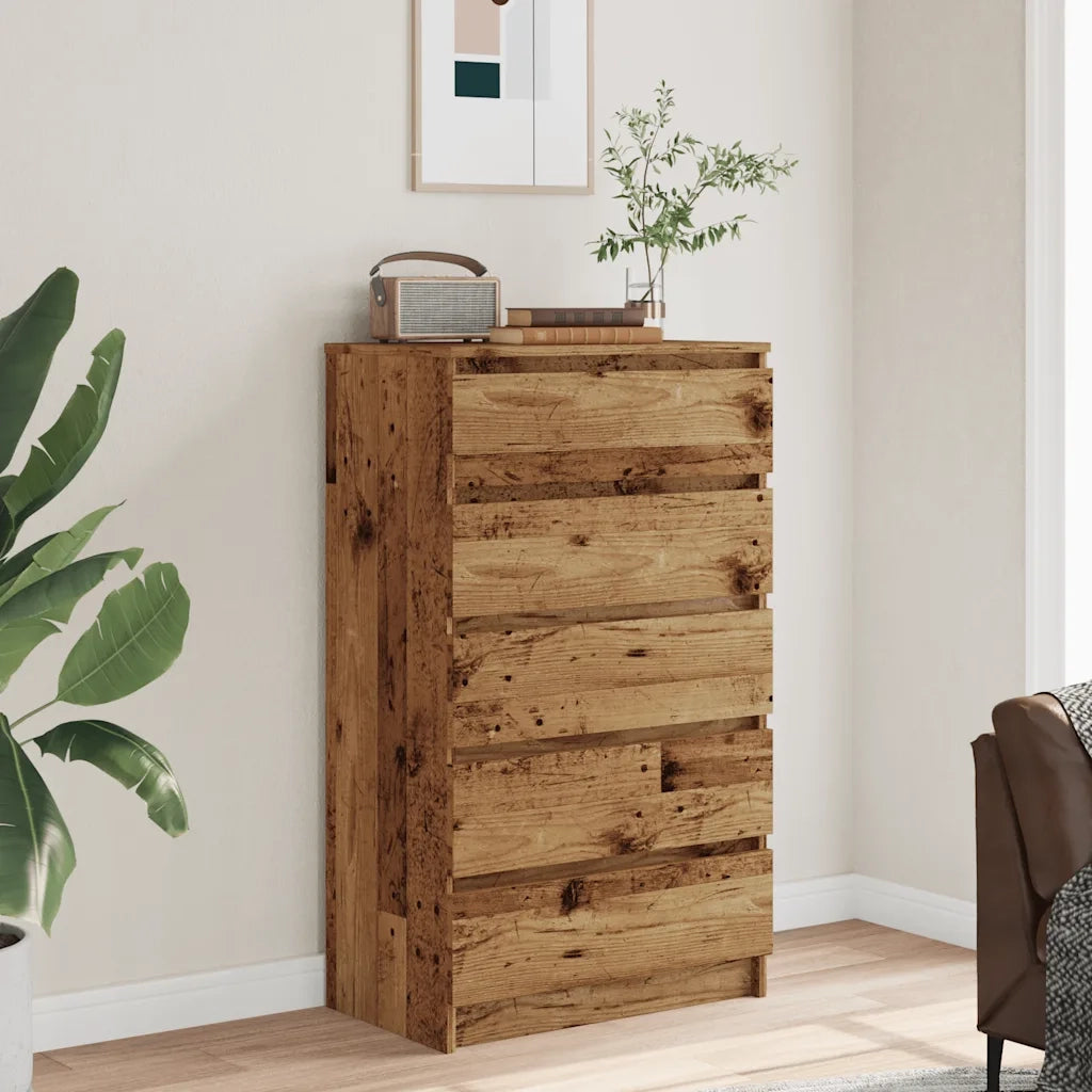 Cassettiera Legno Antico 60x36x103 cm in Legno Multistrato