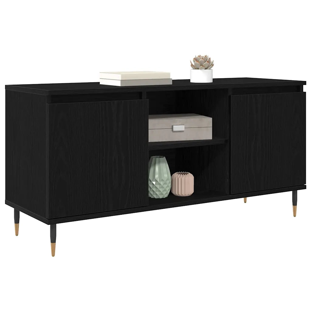 Mobile TV Rovere Nero 104 x 35 x 50 cm Legno multistrato 881931