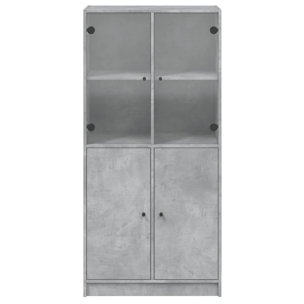 Credenza con Ante Grigio Cemento 68x37x142 cm Legno Multistrato 108838