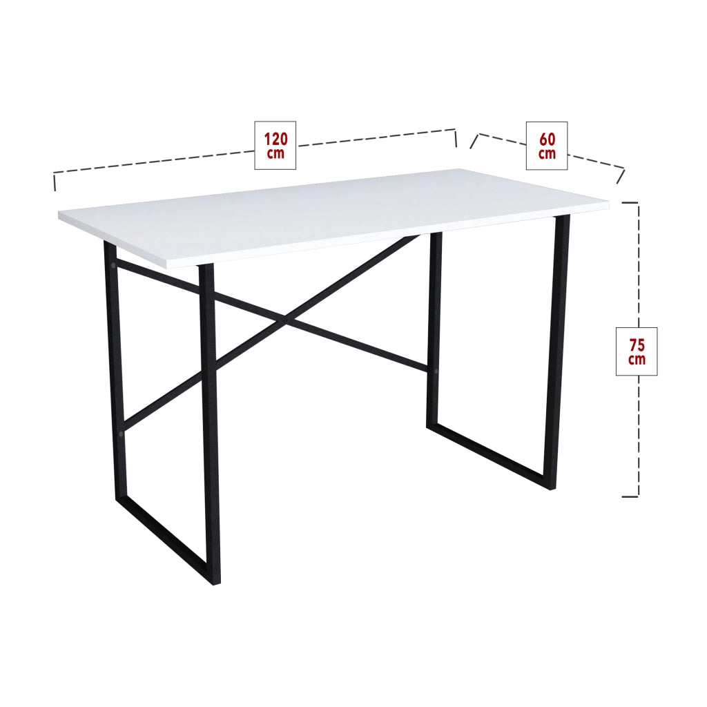 Scrivania Tavolo da Ufficio Studio Postazione di Lavoro Scrivania Semplice con Telaio in Metallo e Piano 120 x 60  cm -