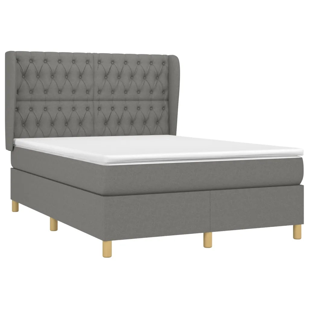Giroletto a Molle con Materasso Grigio Scuro 140x190 cm Tessuto 3128758