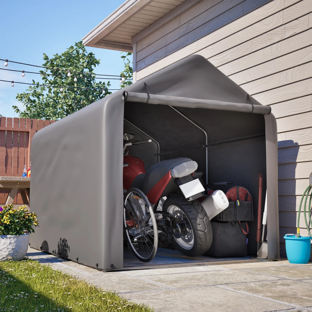 GARAGE PER BICI 160x220x165 cm Grigio in Acciaio e PE