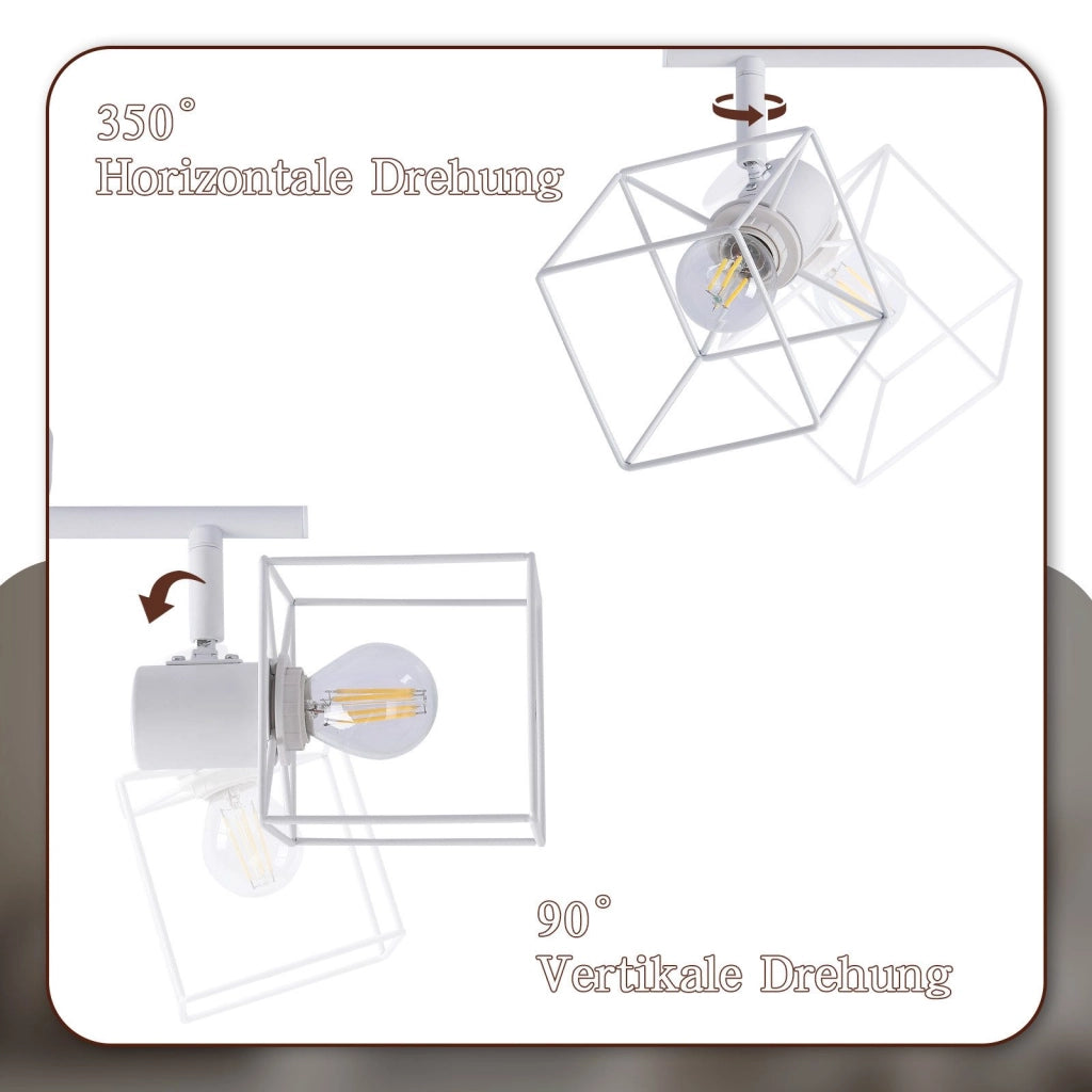 ZMH Faretto da soffitto 3 fiamme orientabile 350° lampada da soffitto vintage in metallo soggiorno