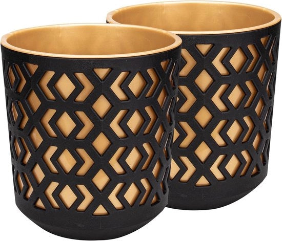 Set di vasi mattoni da 2 - Vaso decorativo a forma rotonda per fiori e erbe - Vasi in plastica duratura per interni ed esterni