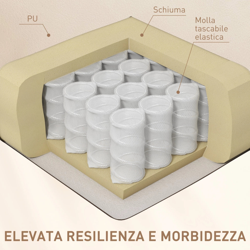 Poltrona Relax Reclinabile Girevole con Poggiapiedi ¨C Xylo ¨C Pelle PU Crema con Portabicchieri