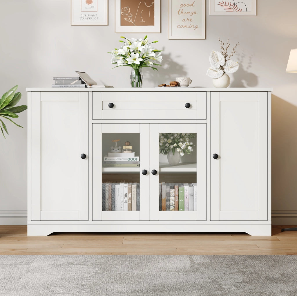 SIDEBOARD 4 ante e 1 cassetto 138x40x83 cm MDF bianco