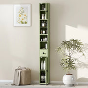 Mobile bagno stretto verde con cassetto e 4 ripiani aperti 20x20x180 cm