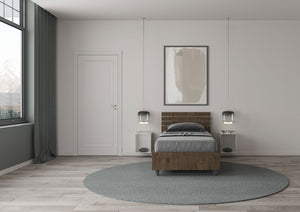 Letto Singolo 80x190 cm con Rete Ankel Testata Doghe Dritta Noce